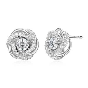 Forever Facets Rhodium Plated April Love Knot Earrings