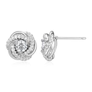 Forever Facets Rhodium Plated April Love Knot Earrings alternate view