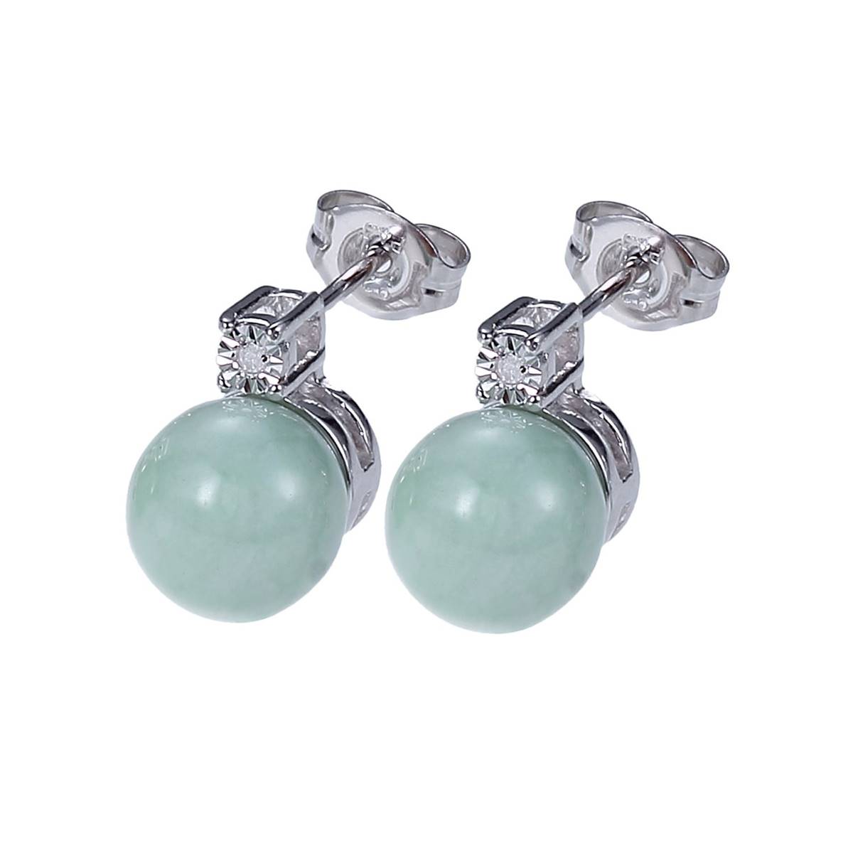 Forever Facets Green Jade And Diamond Stud Earrings