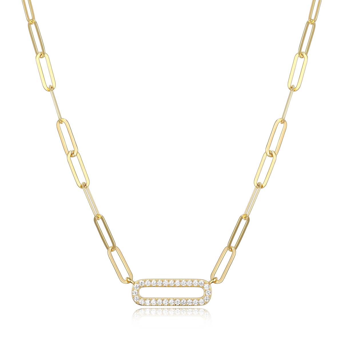 Forever Facets 18kt. Gold Plated Oval Paperclip Necklace