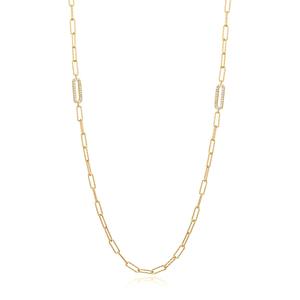 Forever Facets 18kt. Gold Plated Oval Paperclip Necklace