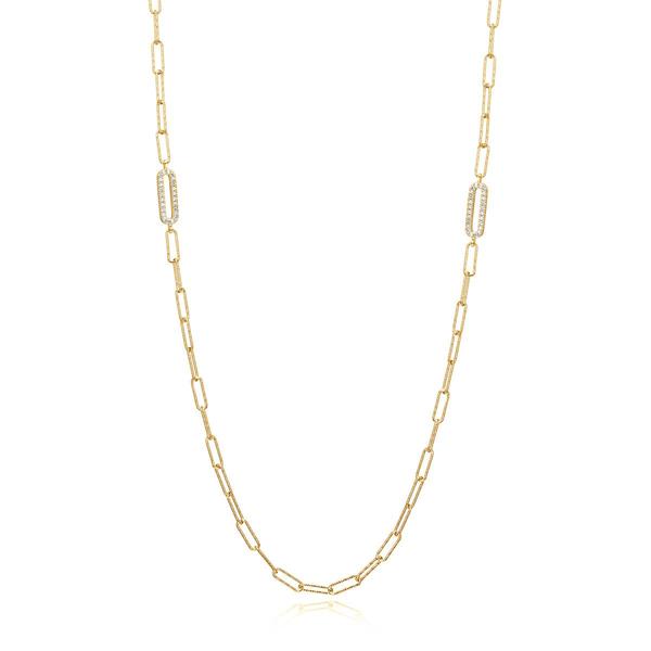 Forever Facets 18kt. Gold Plated Oval Paperclip Necklace