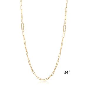 Forever Facets 18kt. Gold Plated Oval Paperclip Necklace alternate view
