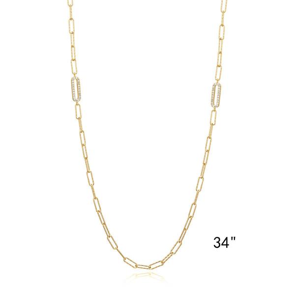Forever Facets 18kt. Gold Plated Oval Paperclip Necklace alternate view