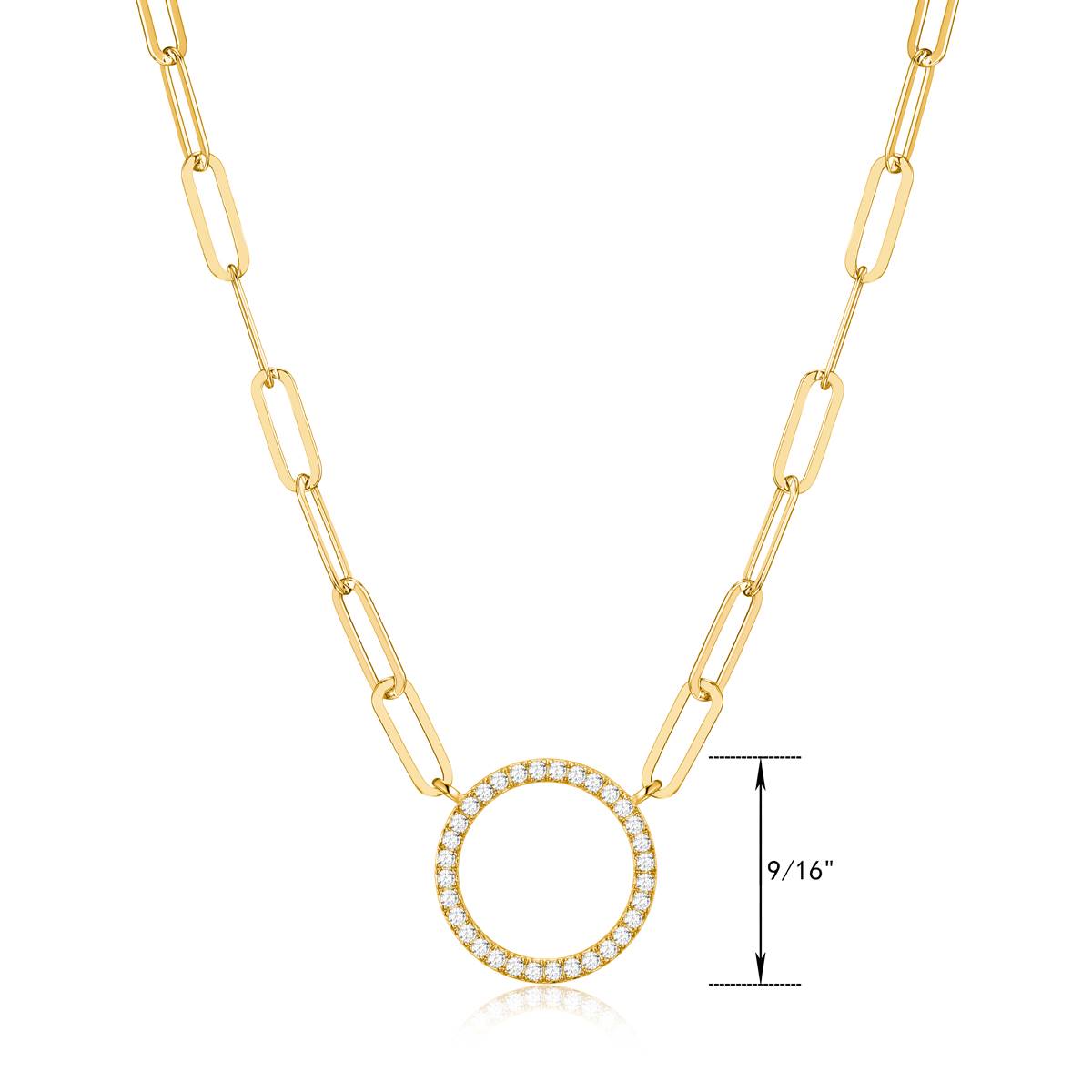 Forever Facets 18kt. Gold Plated Circle Paperclip Necklace