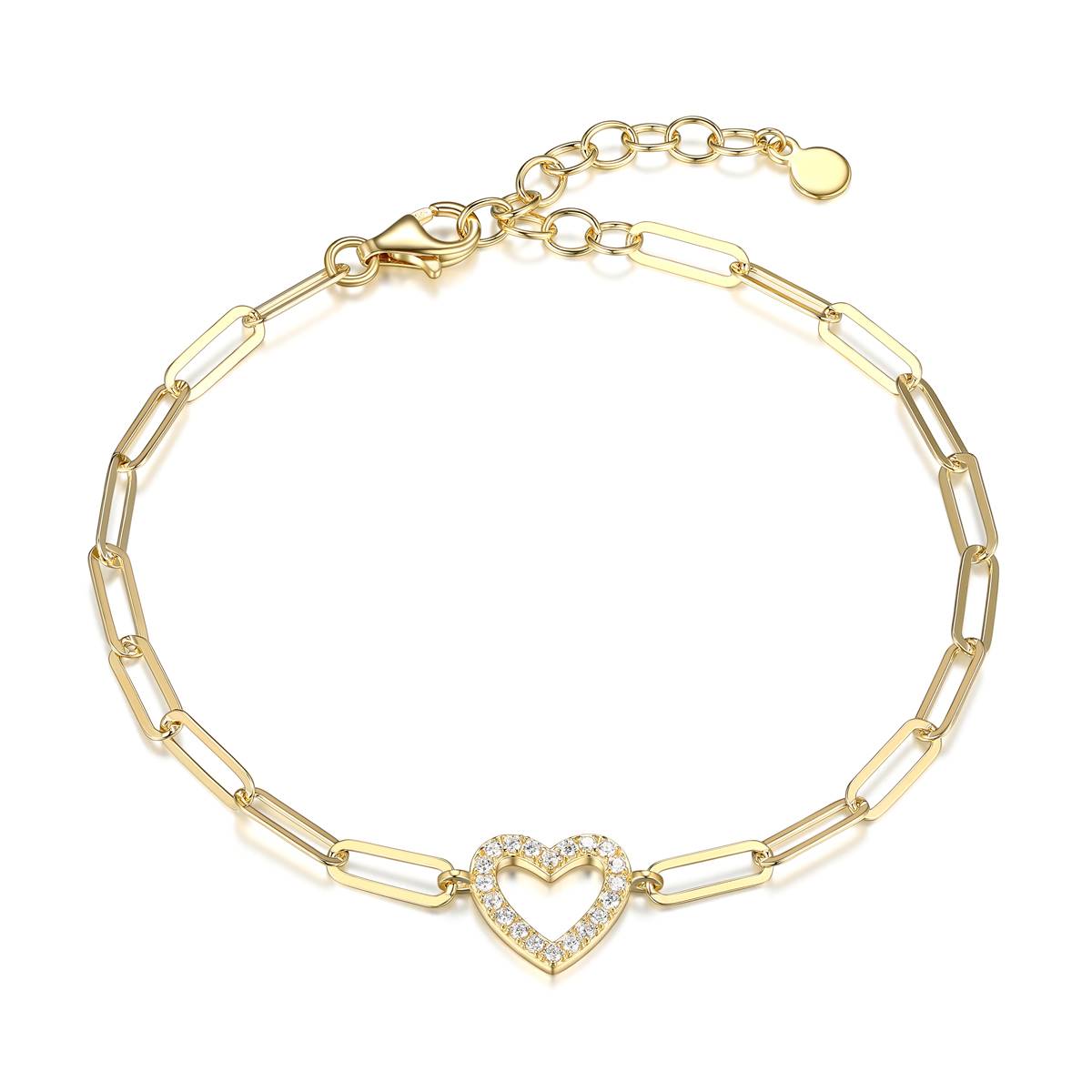 Forever Facets 18kt. Gold Plated Open Heart Bracelet