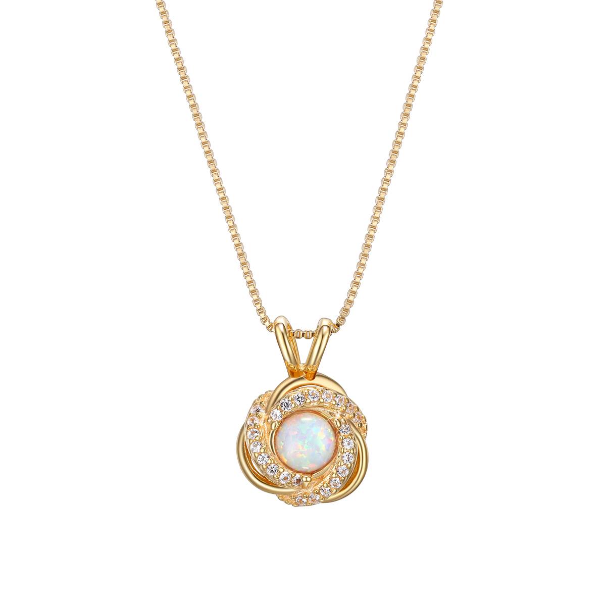 Forever Facets(R) 18kt. Gold Opal Love Knot Necklace