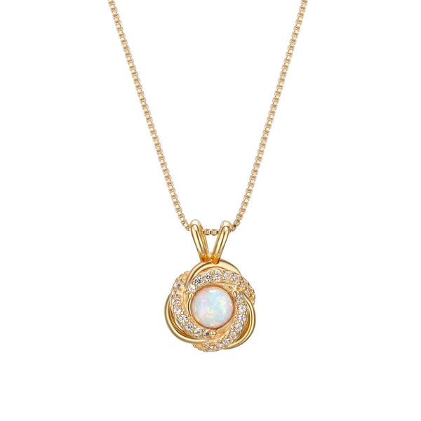 Forever Facets(R) 18kt. Gold Opal Love Knot Necklace