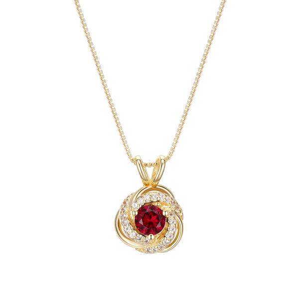 Forever Facets(R) 18kt. Gold Ruby Love Knot Pendant Necklace