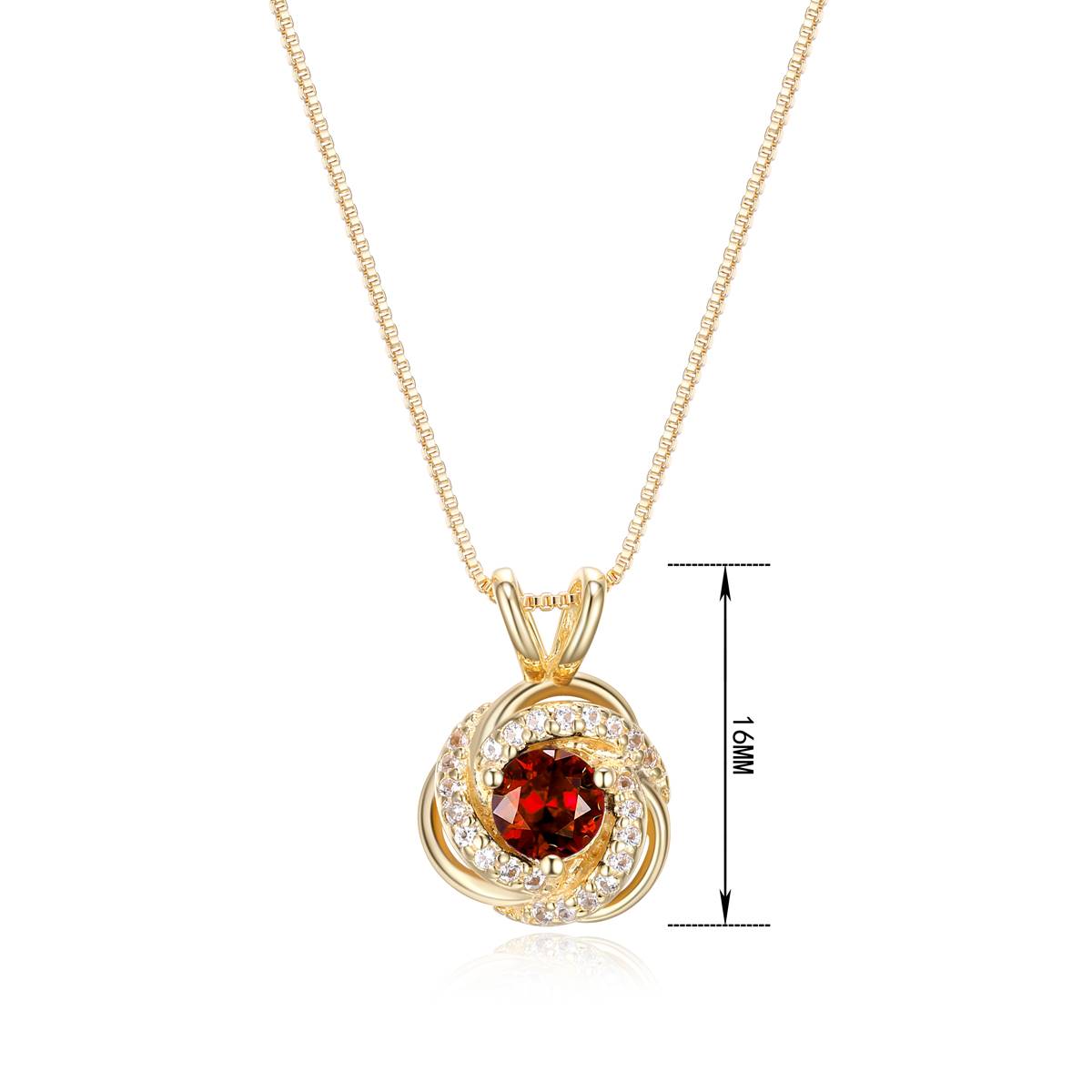 Forever Facets 18kt. Gold Garnet Love Knot Necklace