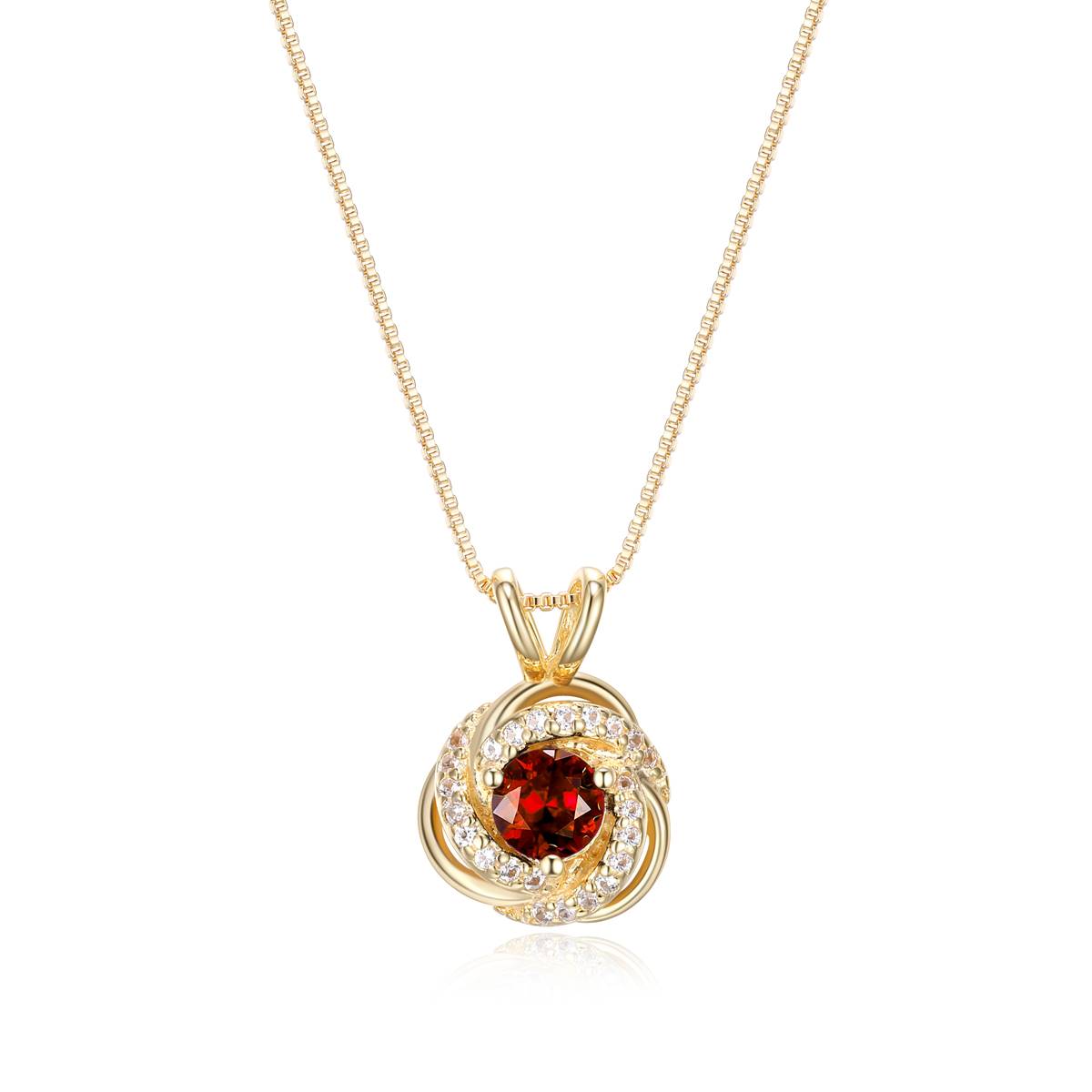 Forever Facets 18kt. Gold Garnet Love Knot Necklace