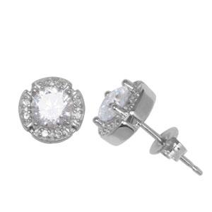 Sterling Silver CZ Stud Earrings