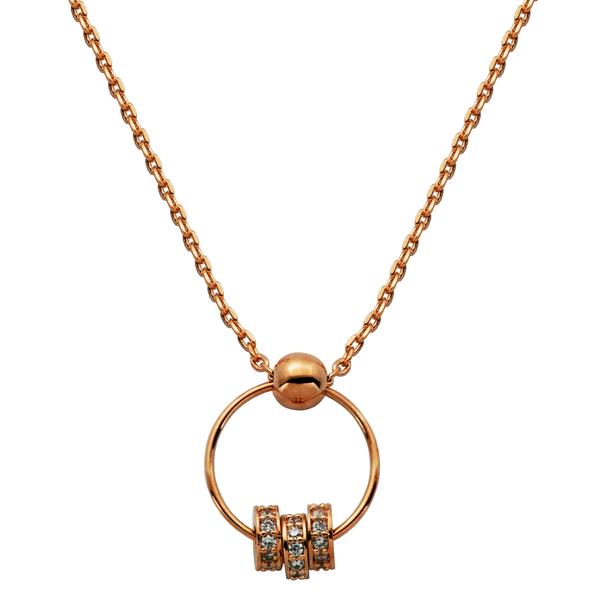18kt. Rose Gold Over Bronze Rings CZ Necklace