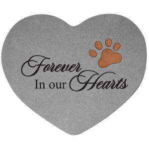 Forever in Our Hearts w/ Paw Print Heart Memorial Stone