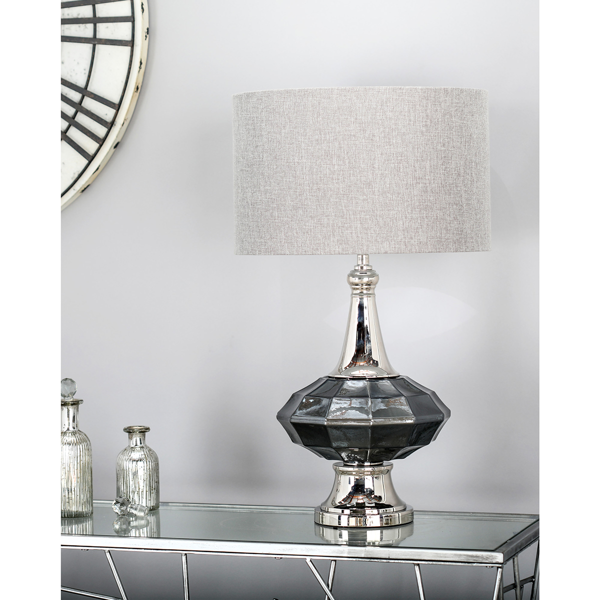 9th & Pike(R) Silver Glass Traditional Table Lamp