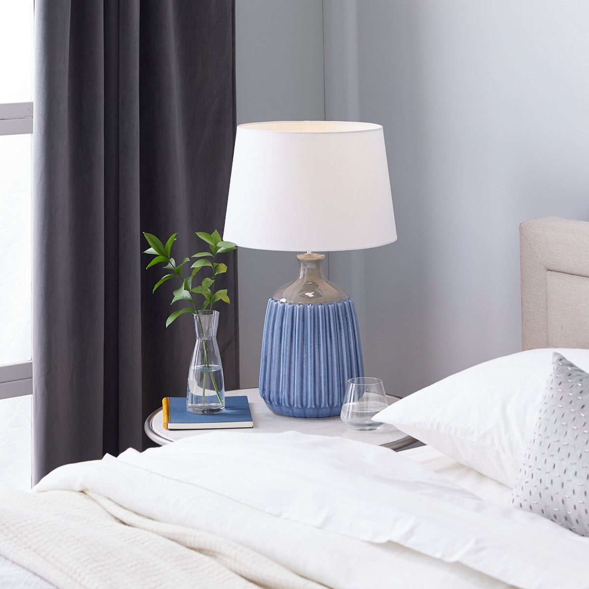 9th & Pike(R) Blue Ceramic Transitional Table Lamp