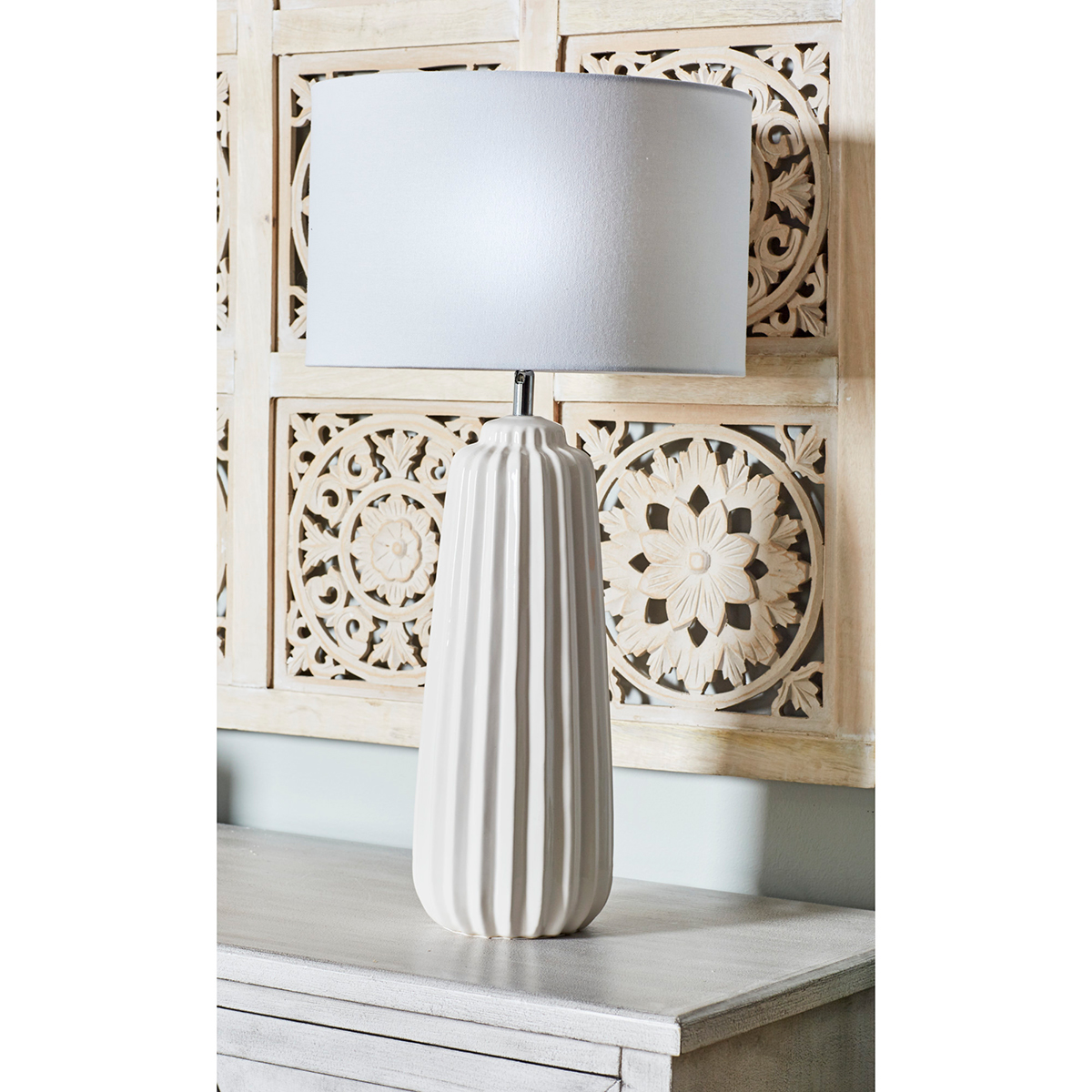 9th & Pike(R) White Stone Traditional Table Lamp