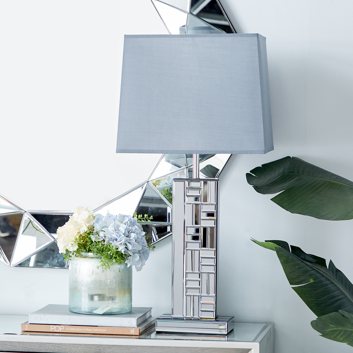 9th & Pike(R) Silver Glass Mirror Glam Table Lamp