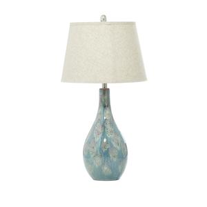 9th & Pike(R) Ceramic Round Blue Table Lamp - Set of 2