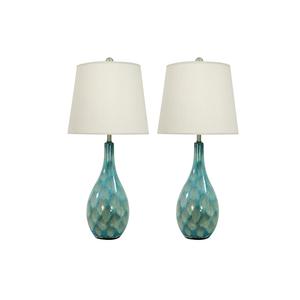 9th & Pike(R) Ceramic Round Blue Table Lamp - Set of 2 alternate view