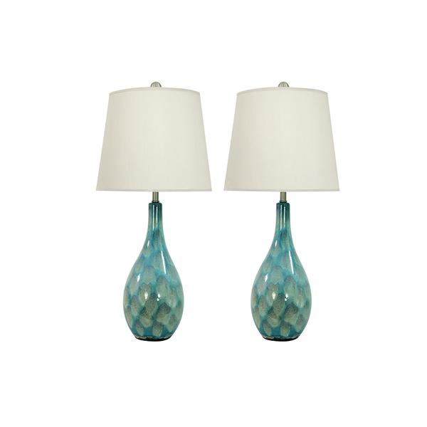 9th & Pike(R) Ceramic Round Blue Table Lamp - Set of 2 alternate view