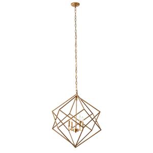 9th & Pike(R) Gold Iron Modern Caged Chandelier