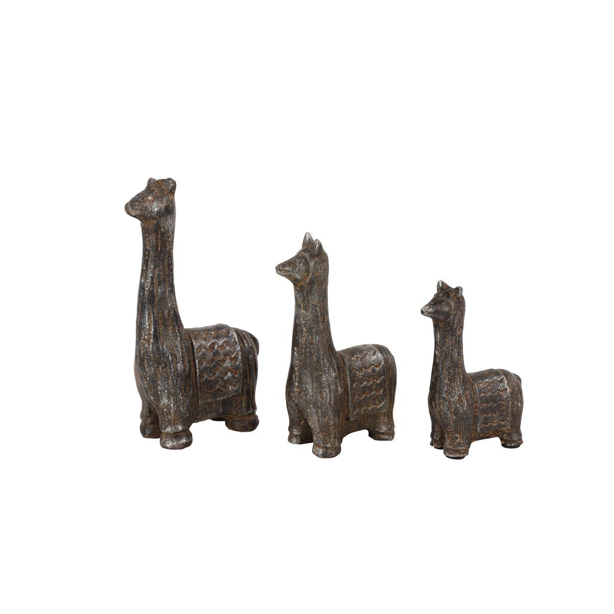 9th & Pike(R) Silver Carved Llama Figurines - Set of 3