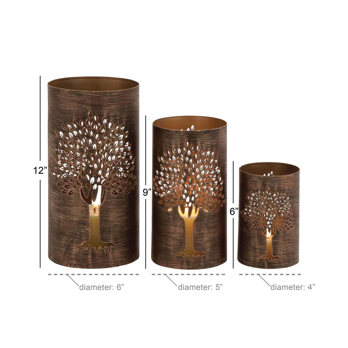 9th & Pike(R) Cylindrical Pierced Metal Candle Holders - Set Of 3