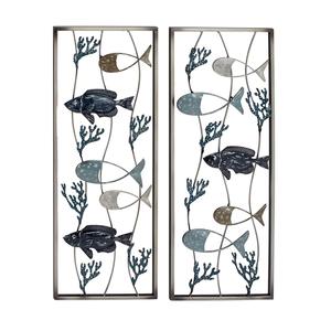 9th & Pike(R) Large Fishes with Seaweed Wall Decor - Set of 2