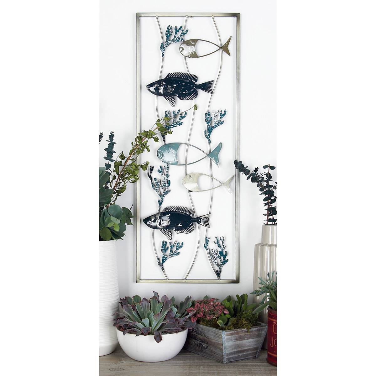 9th & Pike(R) Large Fishes With Seaweed Wall Decor - Set Of 2