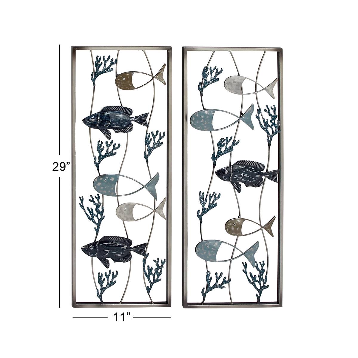 9th & Pike(R) Large Fishes With Seaweed Wall Decor - Set Of 2