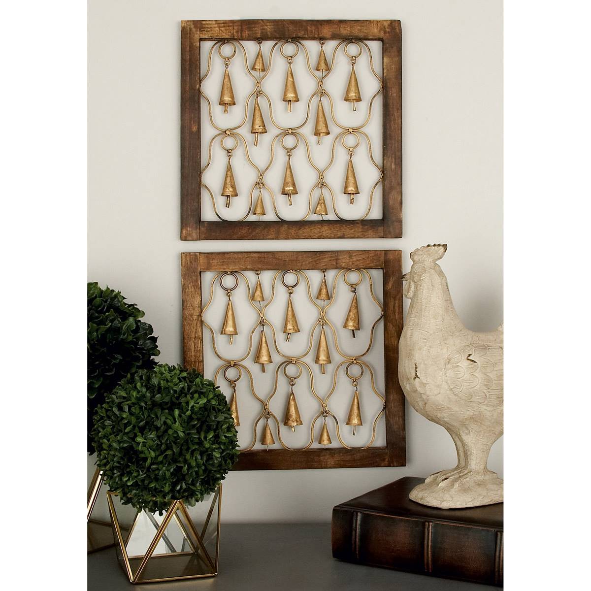 9th & Pike(R) Gold Hanging Bells Wall Decor - Set Of 2