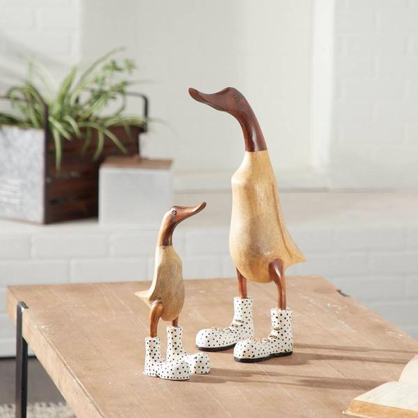 9th & Pike(R) Decorative Natural Wood Polka Dots Ducks - Set Of 2 alternate view