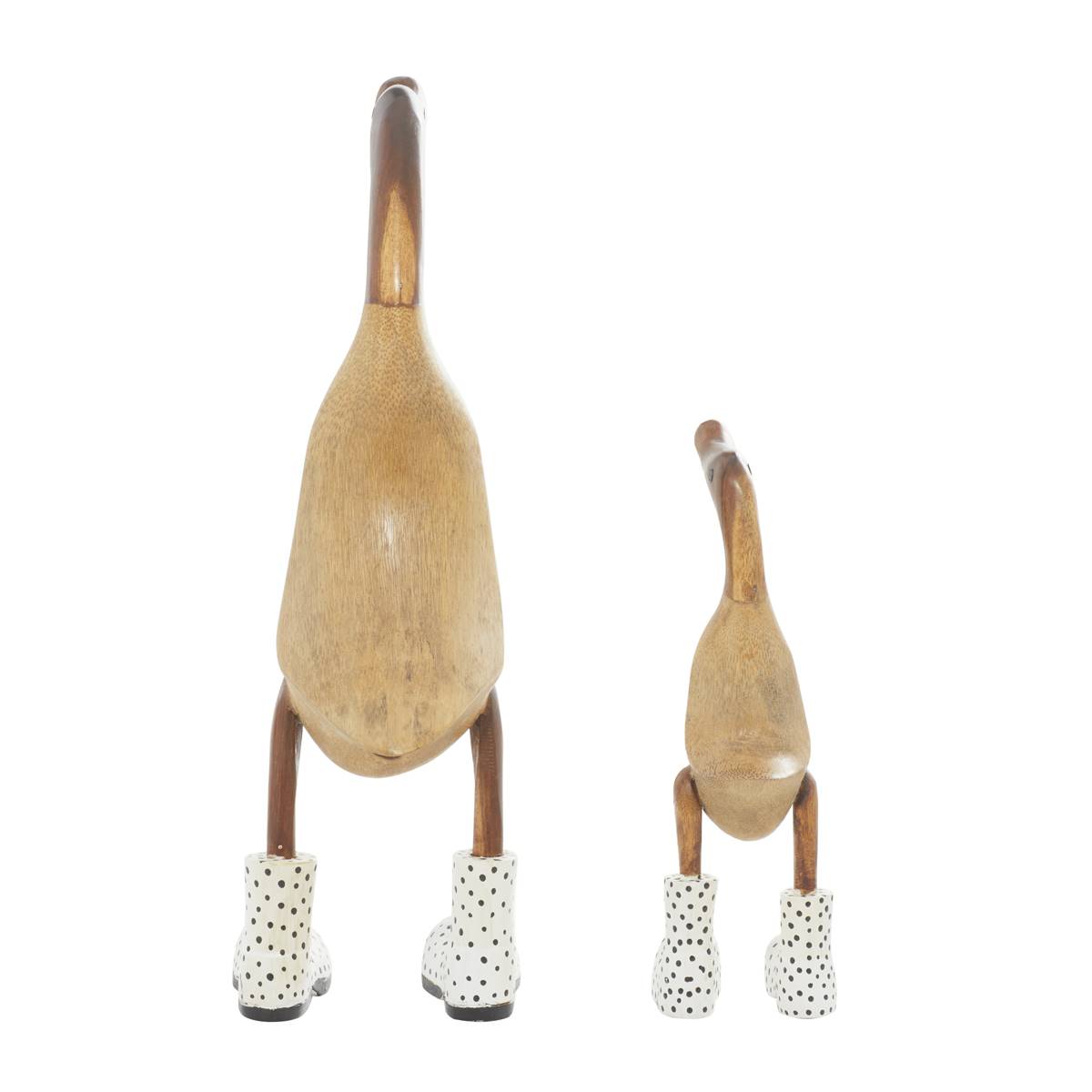 9th & Pike(R) Decorative Natural Wood Polka Dots Ducks - Set Of 2