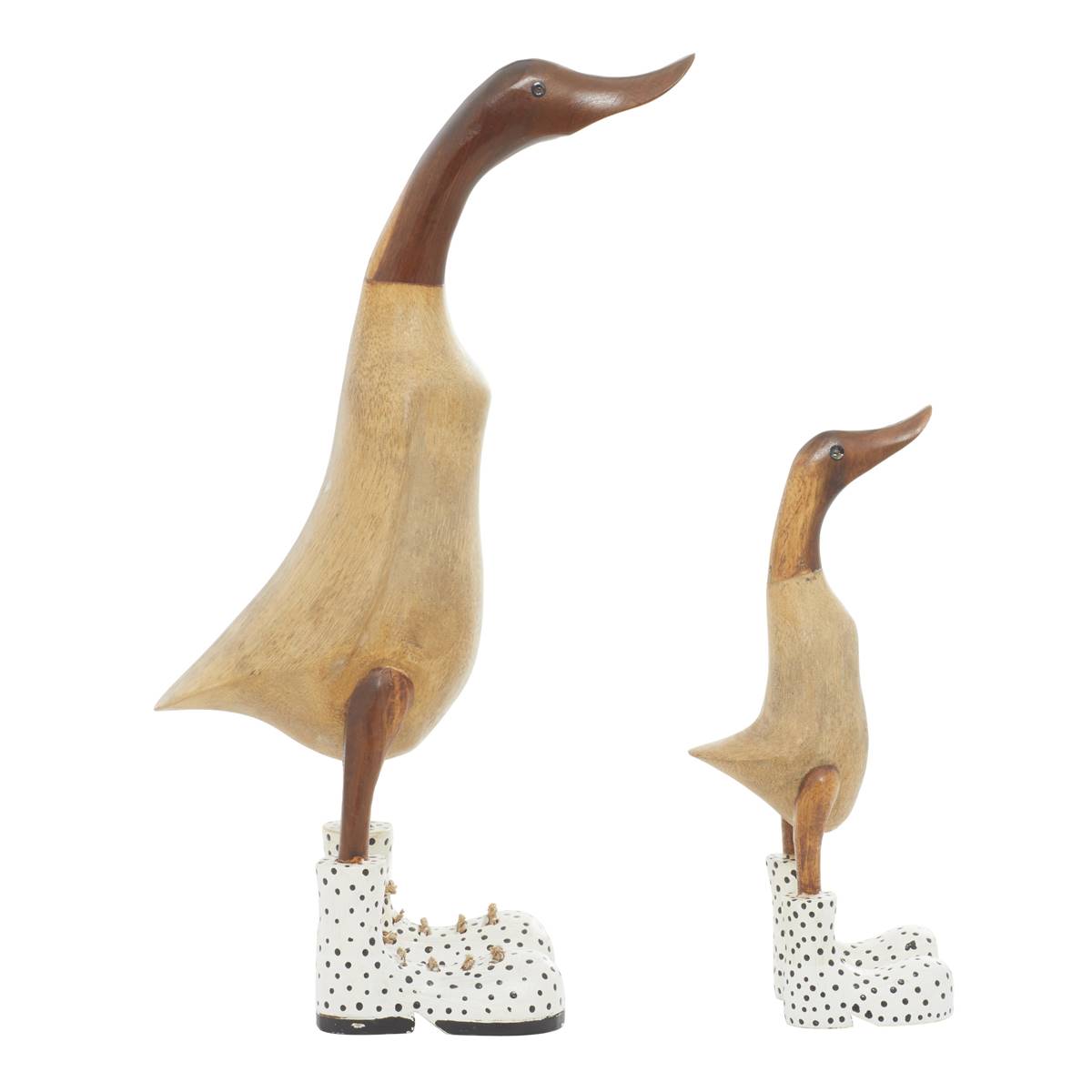 9th & Pike(R) Decorative Natural Wood Polka Dots Ducks - Set Of 2