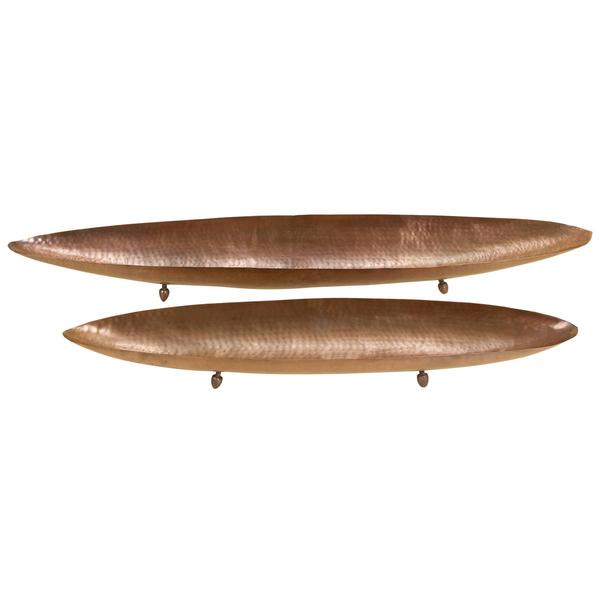 9th & Pike(R) Long Boat-Shaped Hammered Copper Trays - Set of 2
