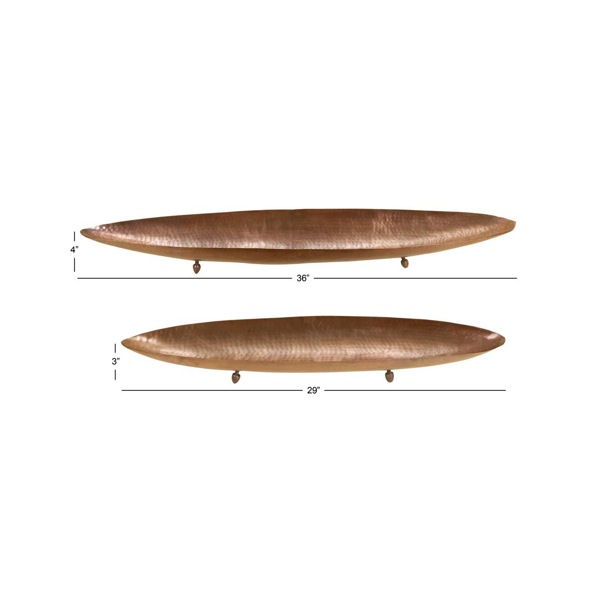 9th & Pike(R) Long Boat-Shaped Hammered Copper Trays - Set Of 2