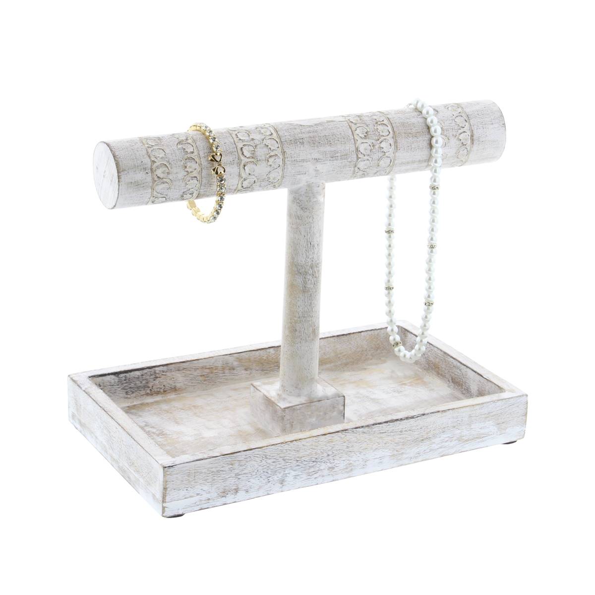 9th & Pike(R) Distressed White Wood Jewelry Stand