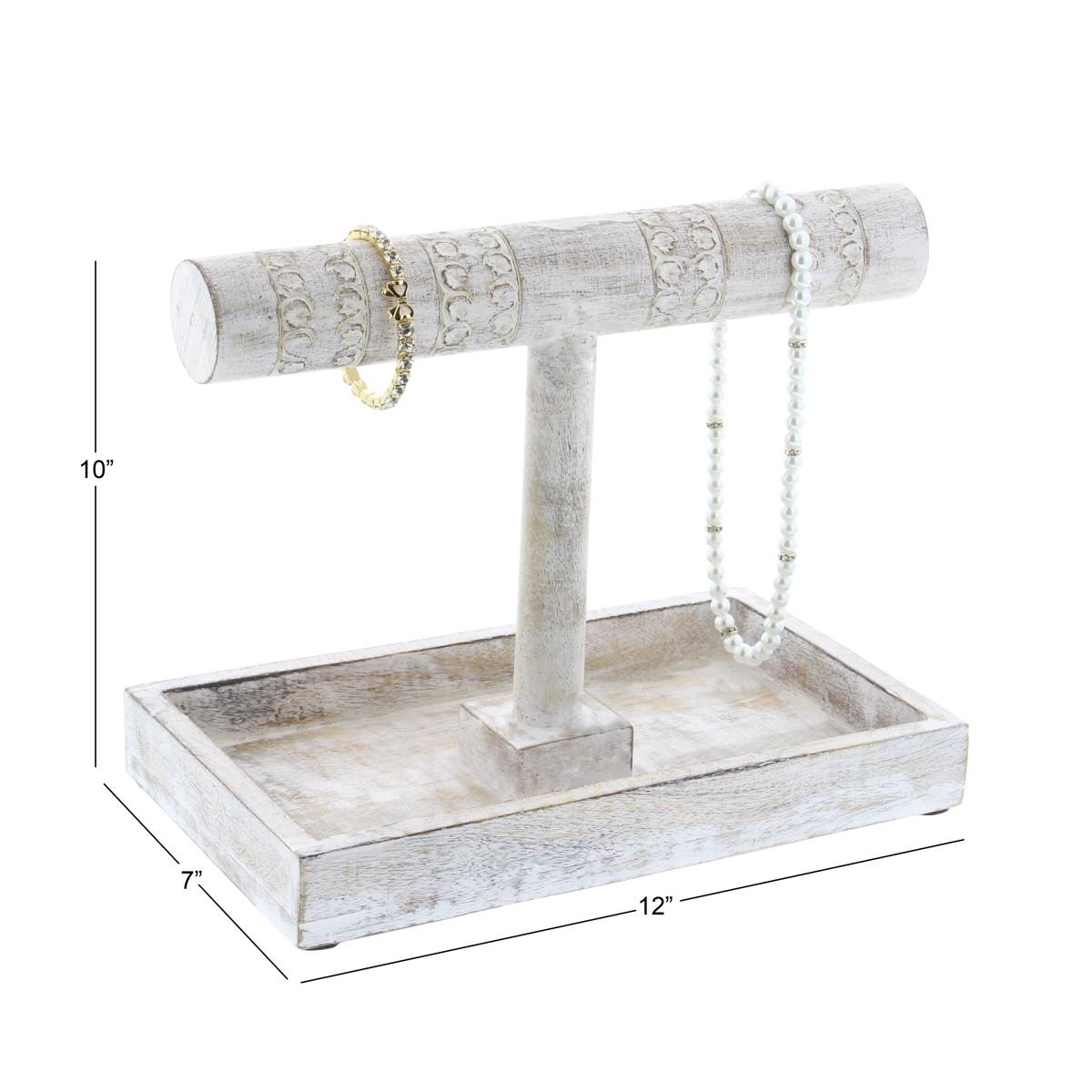9th & Pike(R) Distressed White Wood Jewelry Stand