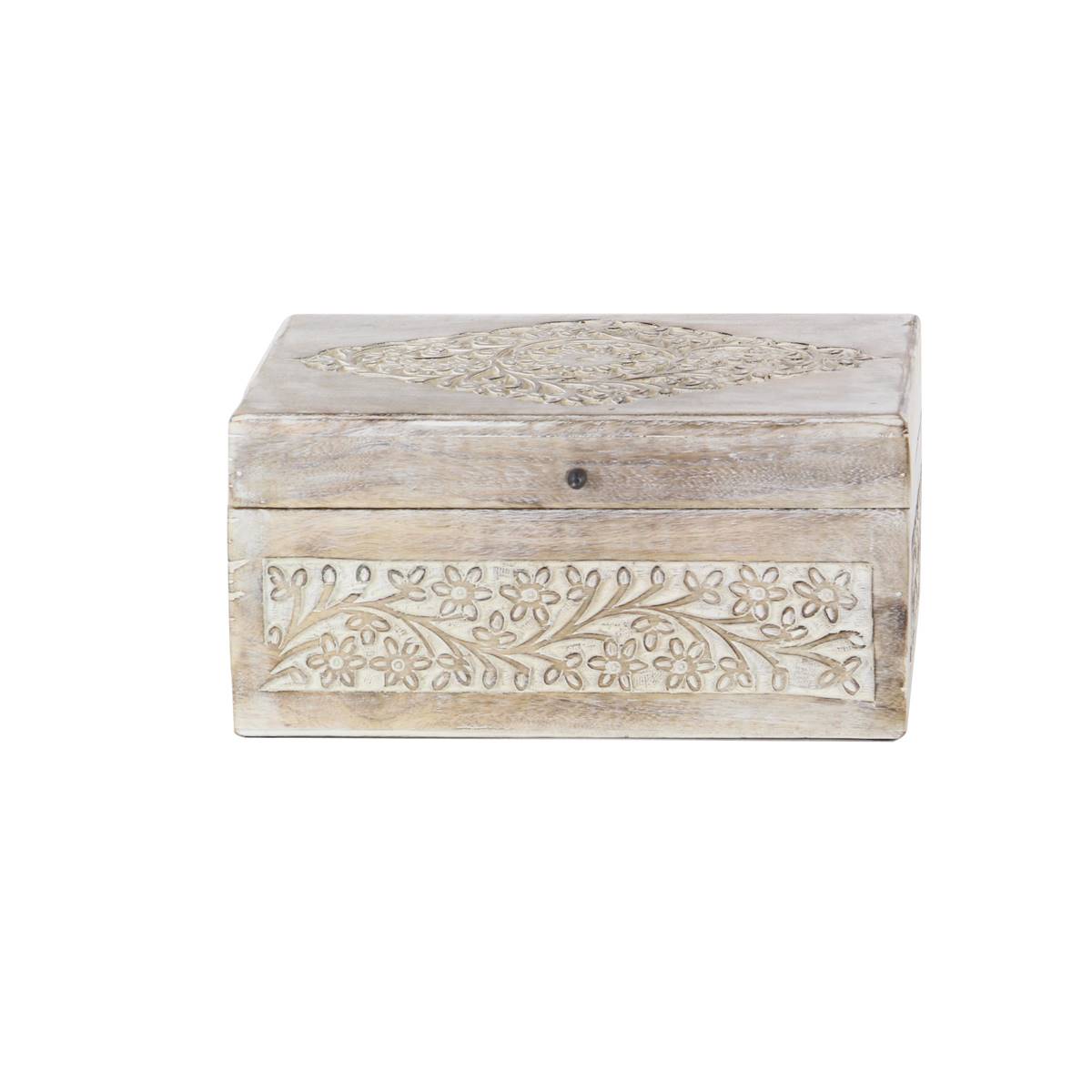 9th & Pike(R) Carved Floral White Wood Storage Box - Set Of 3