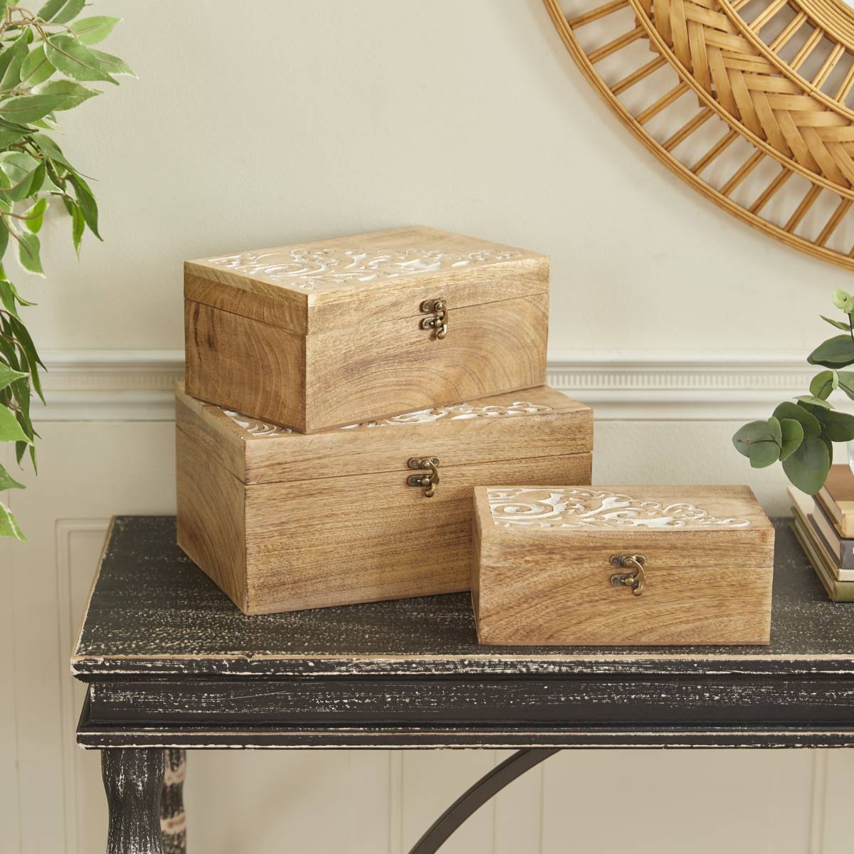 9th & Pike(R) Rectangular Wooden Storage Boxes - Set Of 3