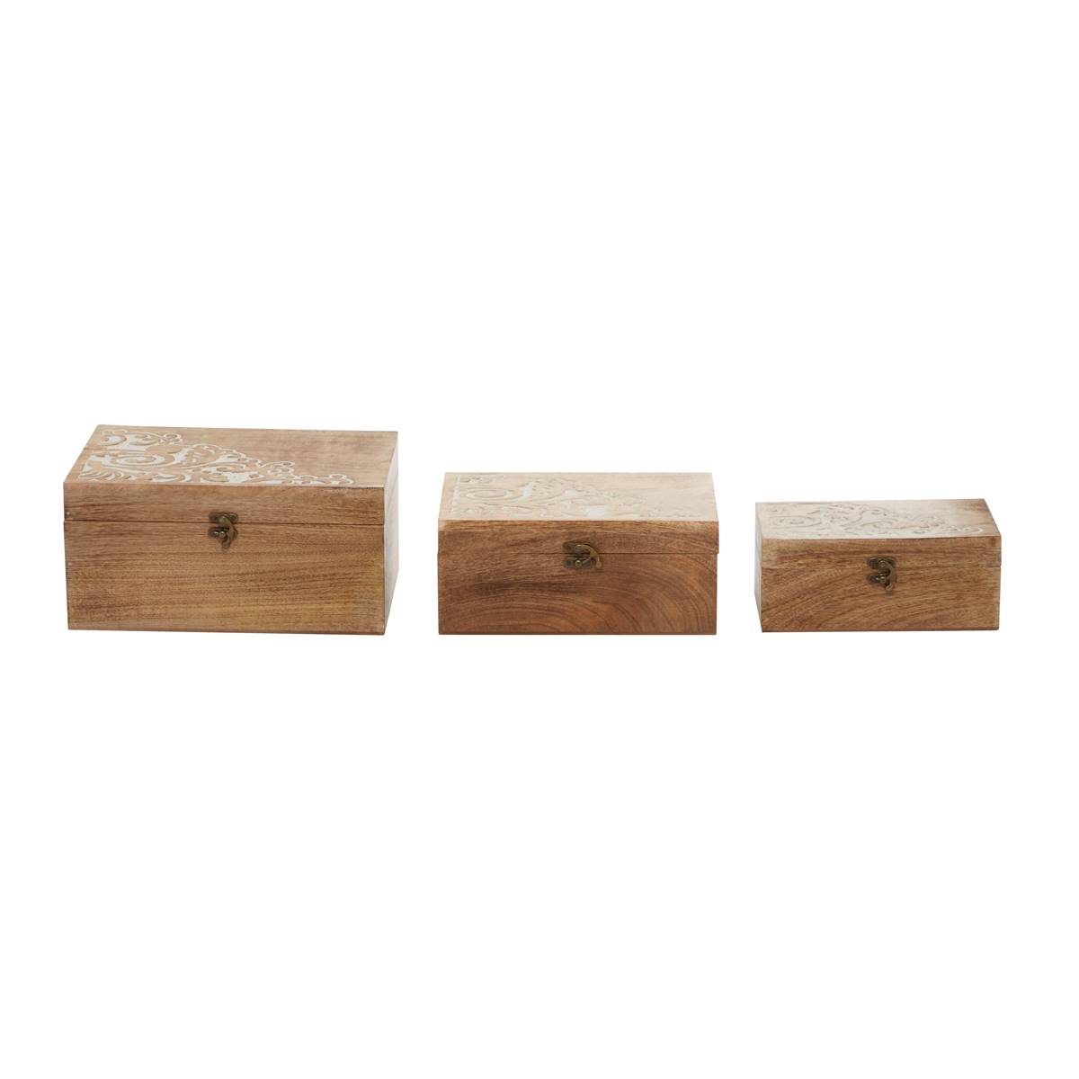 9th & Pike(R) Rectangular Wooden Storage Boxes - Set Of 3