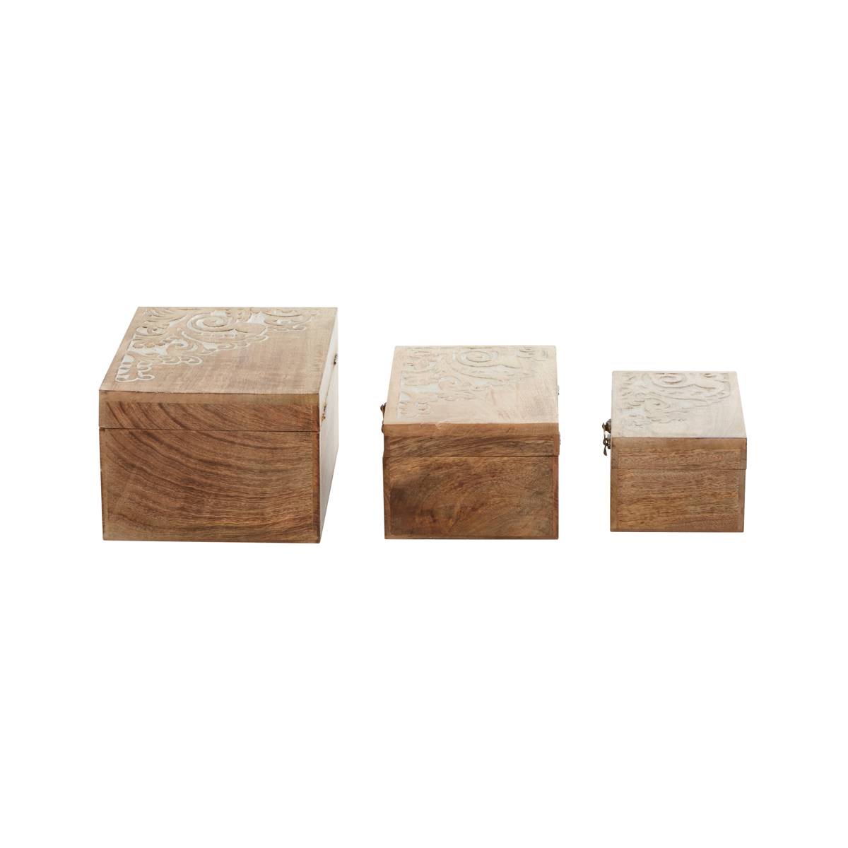 9th & Pike(R) Rectangular Wooden Storage Boxes - Set Of 3