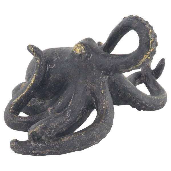 9th & Pike(R) Black Polystone Coastal Octopus Sculpture