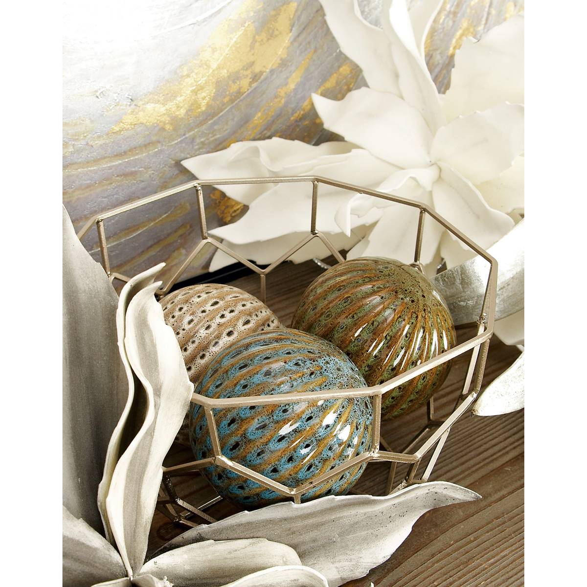 9th & Pike(R) Multi-Colored Ceramic Decorative Balls - Set Of 4