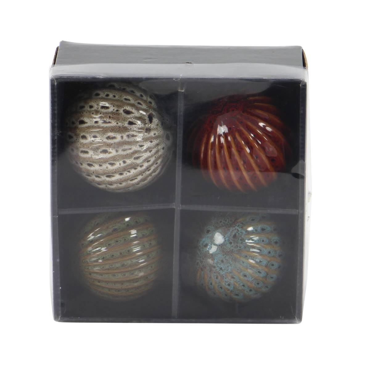 9th & Pike(R) Multi-Colored Ceramic Decorative Balls - Set Of 4