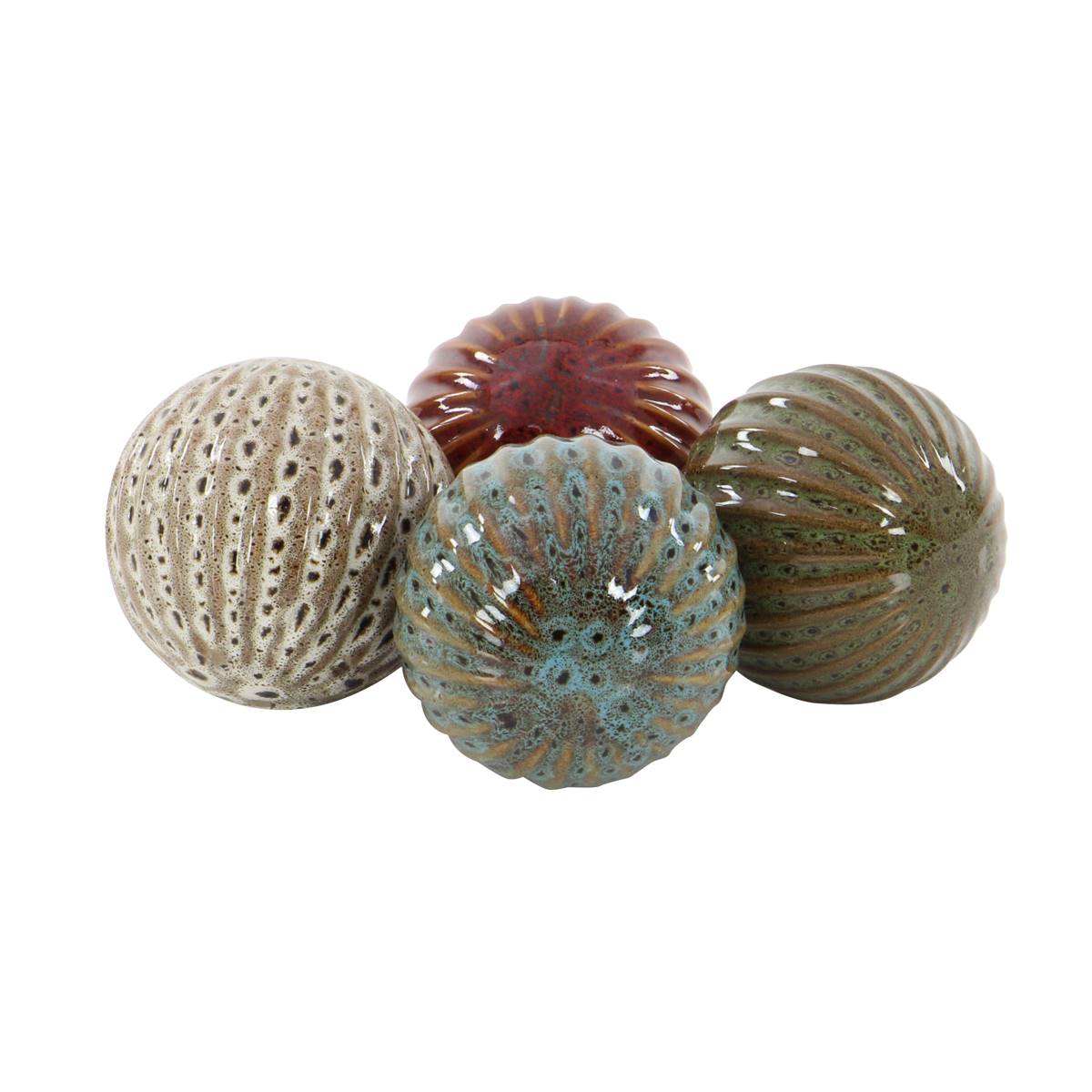 9th & Pike(R) Multi-Colored Ceramic Decorative Balls - Set Of 4