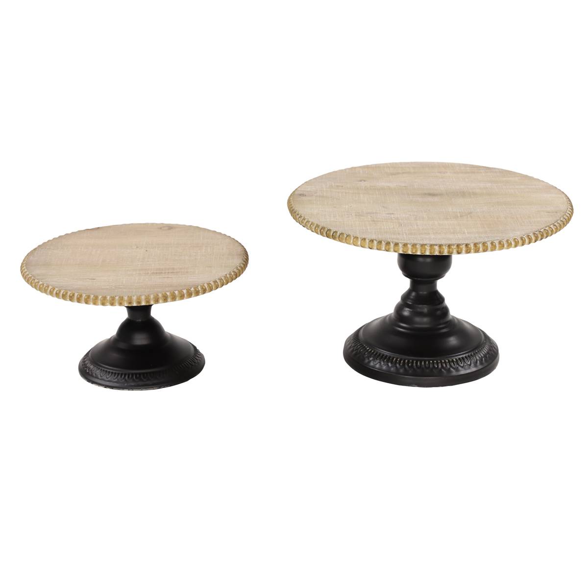 9th & Pike(R) Natural Wood Beaded Trim Trays - Set Of 2