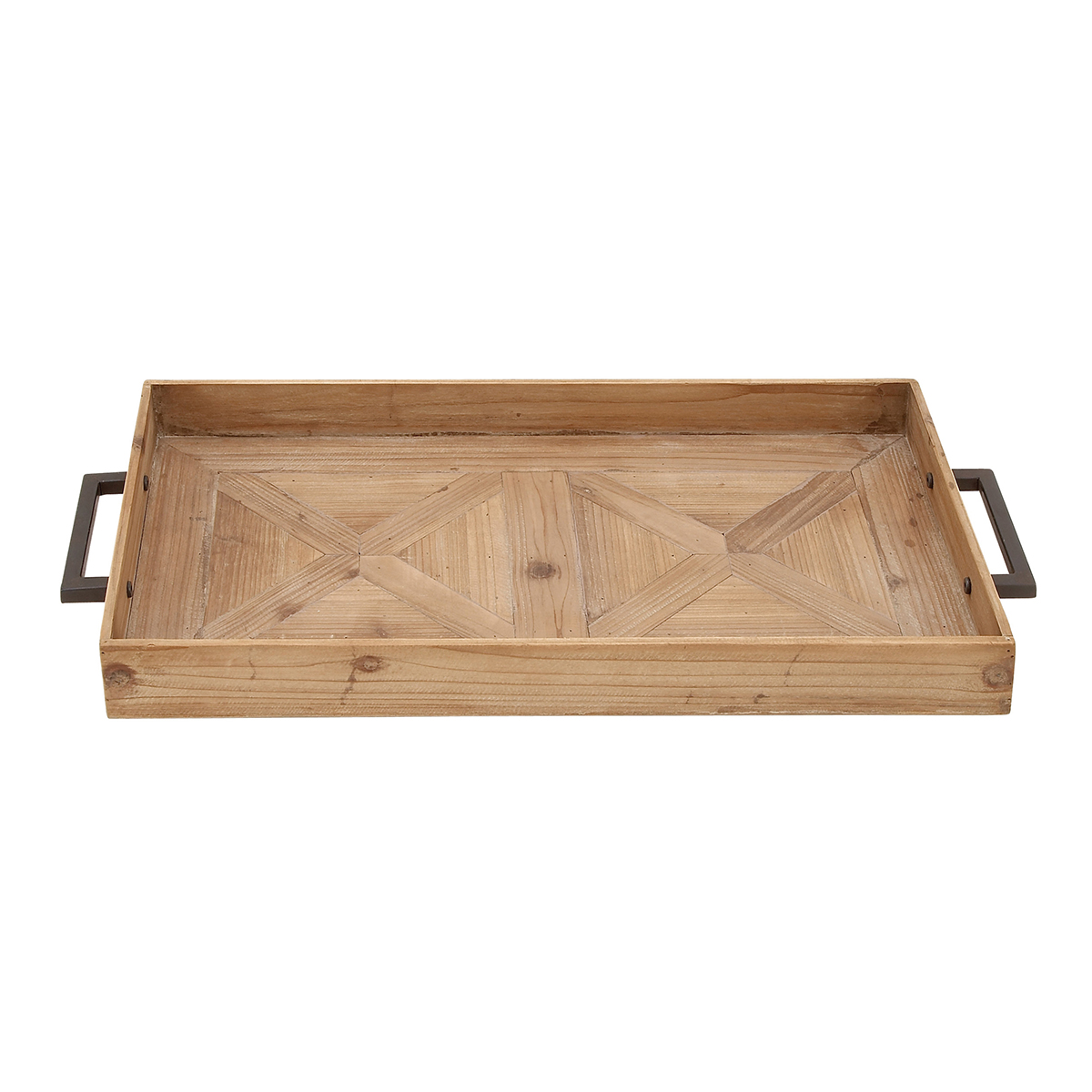 9th & Pike(R) Extra-Large Wooden Tray With Metal Handles