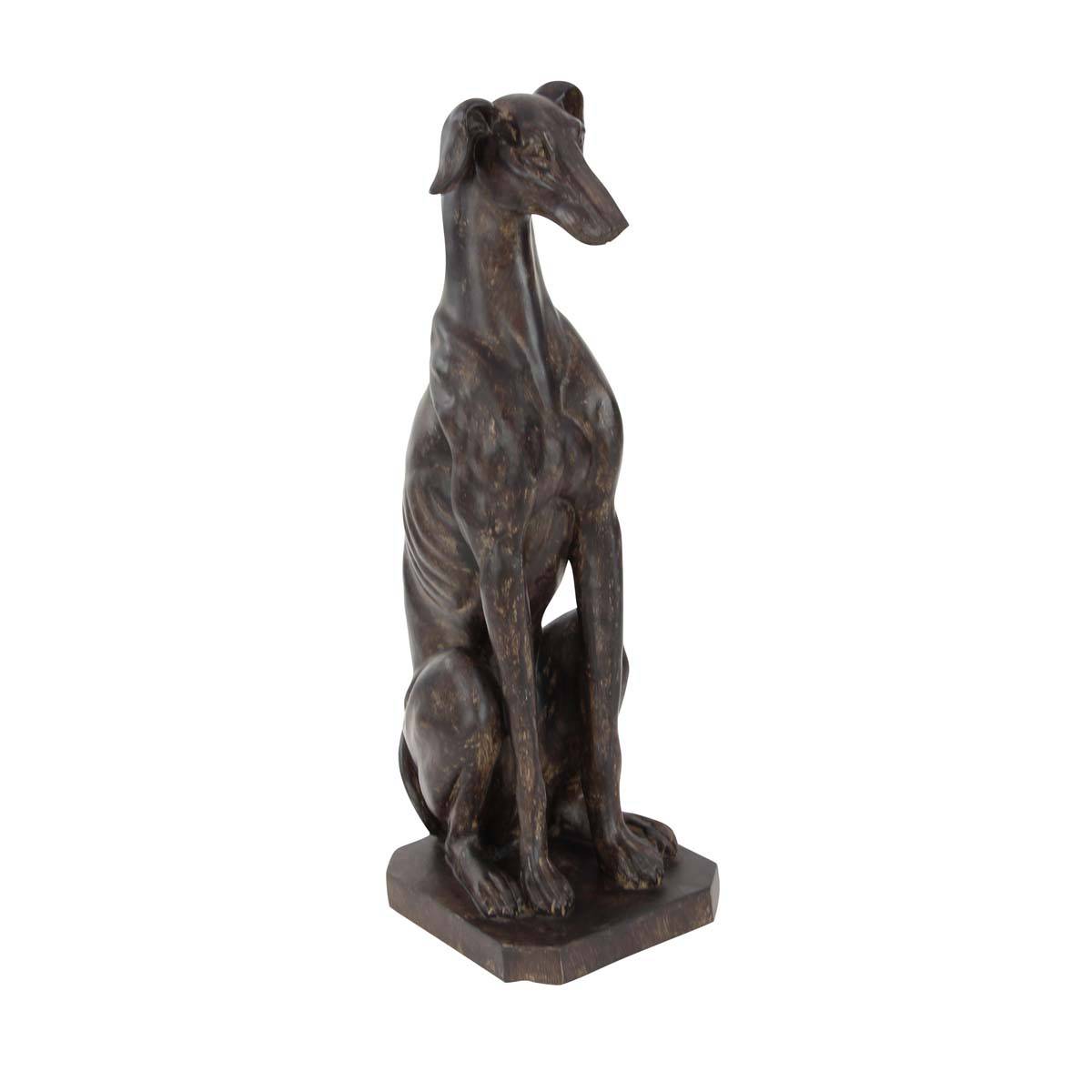 9th & Pike(R) Brown Polystone Greyhound Dog Sculpture